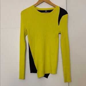 DKNY Vibrant Yellow and Black Knit Top